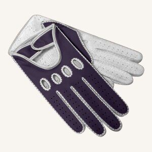 M.A.M.A. Women's Hand Gloves For Driving - Dark Violet, White